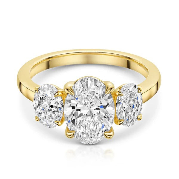 Oval Trilogy Diamond Engagement Ring in Gold or Platinum