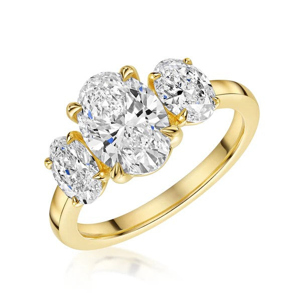 Oval Trilogy Diamond Engagement Ring in Gold or Platinum